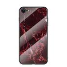 For iPhone SE 2022 / SE 2020 Marble Pattern Glass + TPU Protective Case(Blood Red) - 1
