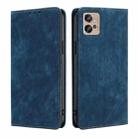 For Motorola Moto G32 4G RFID Anti-theft Brush Magnetic Leather Phone Case(Blue) - 1