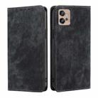 For Motorola Moto G32 4G RFID Anti-theft Brush Magnetic Leather Phone Case(Black) - 1