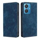 For vivo iQOO Z6 44W/T1 Snapdragon 680 RFID Anti-theft Brush Magnetic Leather Phone Case(Blue) - 1