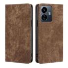 For vivo Y77 5G Global RFID Anti-theft Brush Magnetic Leather Phone Case(Brown) - 1