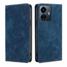 For vivo Y77 5G Global RFID Anti-theft Brush Magnetic Leather Phone Case(Blue) - 1