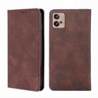For Motorola Moto G32 4G Skin Feel Magnetic Horizontal Flip Leather Phone Case(Dark Brown) - 1