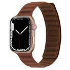 Magnetic Two-color Loop Slim Leather Watch Band For Apple Watch Ultra 49mm / Series 8&7 45mm / SE 2&6&SE&5&4 44mm / 3&2&1 42mm(Saddle Brown) - 1