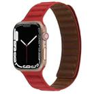 Magnetic Two-color Loop Slim Leather Watch Band For Apple Watch Ultra 49mm / Series 8&7 45mm / SE 2&6&SE&5&4 44mm / 3&2&1 42mm(Red) - 1