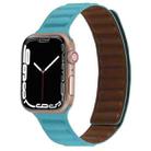 Magnetic Two-color Loop Slim Leather Watch Band For Apple Watch Ultra 49mm / Series 8&7 45mm / SE 2&6&SE&5&4 44mm / 3&2&1 42mm(Lake Blue) - 1