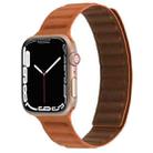 Magnetic Two-color Loop Slim Leather Watch Band For Apple Watch Ultra 49mm / Series 8&7 45mm / SE 2&6&SE&5&4 44mm / 3&2&1 42mm(Golden Brown) - 1