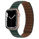 Magnetic Two-color Loop Slim Leather Watch Band For Apple Watch Ultra 49mm / Series 8&7 45mm / SE 2&6&SE&5&4 44mm / 3&2&1 42mm(Fir Green) - 1