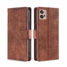 For Motorola Moto G32 4G Skin Feel Crocodile Magnetic Clasp Leather Phone Case(Brown) - 1