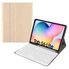 Round Cap Bluetooth Keyboard Leather Case with Pen Slot, without Touchpad For Samsung Galaxy Tab A7 10.4 2020(Gold+White Keyboard) - 1