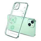 For iPhone 14 Plus Electroplating Diamond Dandelion TPU Phone Case (Green) - 1