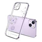 For iPhone 14 Plus Electroplating Diamond Dandelion TPU Phone Case (Purple) - 1