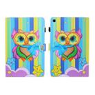 Sewing Thread Left and Right Flat Leather Case with Pen Cover & Card Slot & Buckle Anti-skid Strip and Bracket(Rainbow Owl) - 1