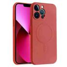 For iPhone 14 Plus Liquid Silicone Full Coverage Magsafe Phone Case (Dark Red) - 1