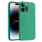 For iPhone 14 Pro Max Liquid Silicone Full Coverage Magsafe Phone Case (Dark Green) - 1