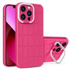 For iPhone 14 Cube Lens Holder TPU + PC Phone Case (Rose Red) - 1