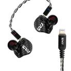 CVJ-CVM Dual Magnetic Ring Iron Hybrid Drive Fashion In-Ear Wired Earphone With Mic Version(Black) - 1