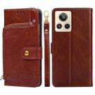 For Realme GT2 Explorer Master Zipper Bag Leather Phone Case(Brown) - 1