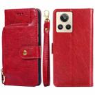 For Realme GT2 Explorer Master Zipper Bag Leather Phone Case(Red) - 1