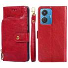 For vivo iQOO Z6 44W/T1 Snapdragon 680 Zipper Bag Leather Phone Case(Red) - 1