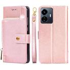 For vivo Y77 5G Global Zipper Bag Leather Phone Case(Rose Gold) - 1