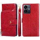 For vivo Y77 5G Global Zipper Bag Leather Phone Case(Red) - 1