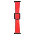 Black Square Buckle Silicone Watch Band For Apple Watch Ultra 49mm / Series 8&7 45mm / SE 2&6&SE&5&4 44mm / 3&2&1 42mm(Red) - 1