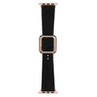 Rose Gold Square Buckle Silicone Watch Band For Apple Watch Ultra 49mm / Series 8&7 45mm / SE 2&6&SE&5&4 44mm / 3&2&1 42mm(Black) - 1