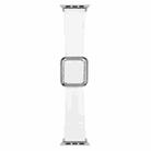 Silver Square Buckle Silicone Watch Band For Apple Watch Ultra 49mm / Series 8&7 45mm / SE 2&6&SE&5&4 44mm / 3&2&1 42mm(White) - 1