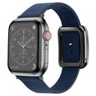 Black Square Buckle Microfiber Leather Watch Band For Apple Watch Ultra 49mm / Series 8&7 45mm / SE 2&6&SE&5&4 44mm / 3&2&1 42mm(Midnight Blue) - 1