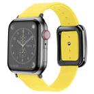 Black Square Buckle Microfiber Leather Watch Band For Apple Watch Ultra 49mm / Series 8&7 45mm / SE 2&6&SE&5&4 44mm / 3&2&1 42mm(Yellow) - 1