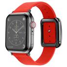 Black Square Buckle Microfiber Leather Watch Band For Apple Watch Ultra 49mm / Series 8&7 45mm / SE 2&6&SE&5&4 44mm / 3&2&1 42mm(Red) - 1