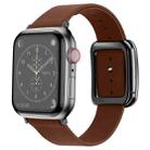 Black Square Buckle Microfiber Leather Watch Band For Apple Watch Series 8&7 41mm / SE 2&6&SE&5&4 40mm / 3&2&1 38mm(Brown) - 1