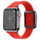 Black Square Buckle Microfiber Leather Watch Band For Apple Watch Series 8&7 41mm / SE 2&6&SE&5&4 40mm / 3&2&1 38mm(Red) - 1