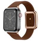 Rose Gold Square Buckle Microfiber Leather Watch Band For Apple Watch Ultra 49mm / Series 8&7 45mm / SE 2&6&SE&5&4 44mm / 3&2&1 42mm(Brown) - 1