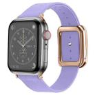 Rose Gold Square Buckle Microfiber Leather Watch Band For Apple Watch Ultra 49mm / Series 8&7 45mm / SE 2&6&SE&5&4 44mm / 3&2&1 42mm(Purple) - 1