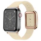 Rose Gold Square Buckle Microfiber Leather Watch Band For Apple Watch Ultra 49mm / Series 8&7 45mm / SE 2&6&SE&5&4 44mm / 3&2&1 42mm(Apricot) - 1