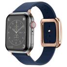 Rose Gold Square Buckle Microfiber Leather Watch Band For Apple Watch Ultra 49mm / Series 8&7 45mm / SE 2&6&SE&5&4 44mm / 3&2&1 42mm(Midnight Blue) - 1