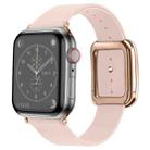 Rose Gold Square Buckle Microfiber Leather Watch Band For Apple Watch Ultra 49mm / Series 8&7 45mm / SE 2&6&SE&5&4 44mm / 3&2&1 42mm(Pink) - 1