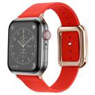 Rose Gold Square Buckle Microfiber Leather Watch Band For Apple Watch Ultra 49mm / Series 8&7 45mm / SE 2&6&SE&5&4 44mm / 3&2&1 42mm(Red) - 1