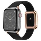 Rose Gold Square Buckle Microfiber Leather Watch Band For Apple Watch Series 8&7 41mm / SE 2&6&SE&5&4 40mm / 3&2&1 38mm(Black) - 1