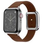 Silver Square Buckle Microfiber Leather Watch Band For Apple Watch Ultra 49mm / Series 8&7 45mm / SE 2&6&SE&5&4 44mm / 3&2&1 42mm(Brown) - 1