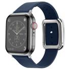 Silver Square Buckle Microfiber Leather Watch Band For Apple Watch Ultra 49mm / Series 8&7 45mm / SE 2&6&SE&5&4 44mm / 3&2&1 42mm(Midnight Blue) - 1