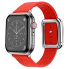 Silver Square Buckle Microfiber Leather Watch Band For Apple Watch Ultra 49mm / Series 8&7 45mm / SE 2&6&SE&5&4 44mm / 3&2&1 42mm(Red) - 1