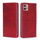 For Motorola Moto G32 4G Cow Texture Magnetic Leather Phone Case(Red) - 1