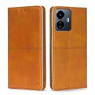 For vivo Y77 5G Global Cow Texture Magnetic Leather Phone Case(Light Brown) - 1