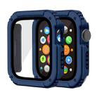 2 in 1 Screen Tempered Glass Film Protective Case For Apple Watch Series 3 & 2 & 1 38mm(Midnight Blue) - 1