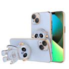 For iPhone 14 Plus Emoji Astronaut Holder Phone Case with Lens Film (Sierra Blue) - 1
