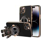 For iPhone 14 Pro Emoji Astronaut Holder Phone Case with Lens Film(Black) - 1