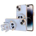 For iPhone 14 Pro Emoji Astronaut Holder Phone Case with Lens Film(Sierra Blue) - 1